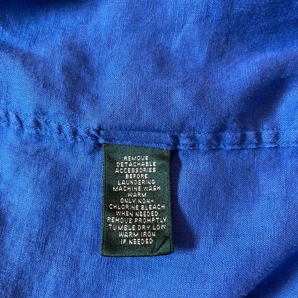 Lauren Ralph Lauren 100% Linen Shirt Women’s XL Blue Button Long Sleeves - Picture 9 of 9